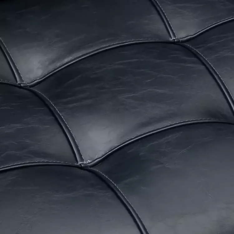 Kirklands Home Navy Tufted Faux Leather Swivel Office Chair Blue Discount