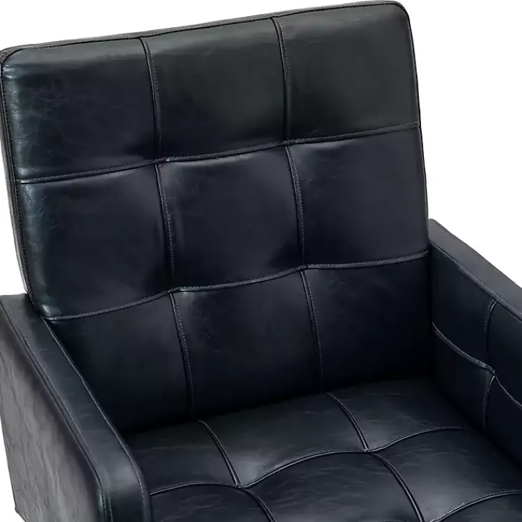 Kirklands Home Navy Tufted Faux Leather Swivel Office Chair Blue Discount