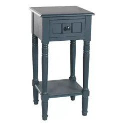 Kirklands Home Navy Wood Square Hampton Accent Table Blue Discount