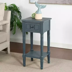 Kirklands Home Navy Wood Square Hampton Accent Table Blue Discount