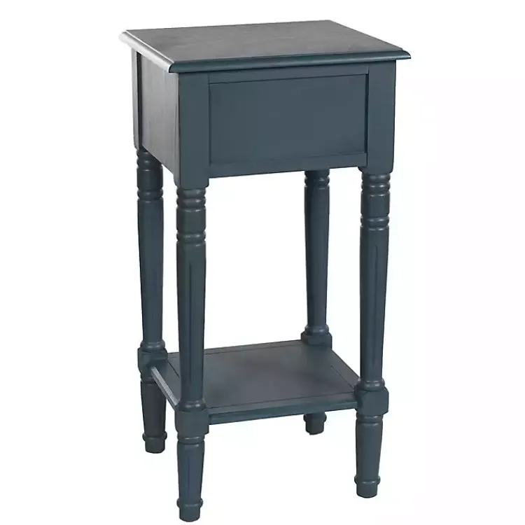 Kirklands Home Navy Wood Square Hampton Accent Table Blue Discount