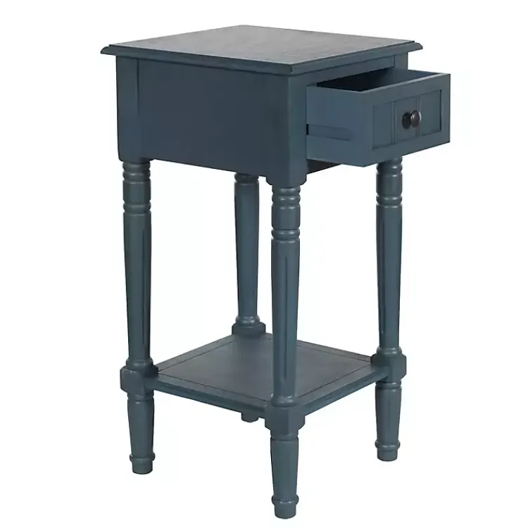 Kirklands Home Navy Wood Square Hampton Accent Table Blue Discount