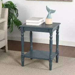 Kirklands Home Navy Wood Sybil Accent Table Blue Outlet