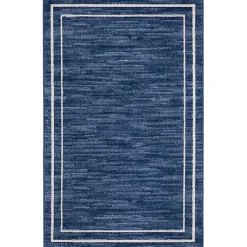 Kirklands Home Navy Bordered Indoor/Outdoor Accent Rug, 2x4 Blue Hot