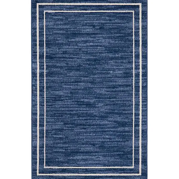 Kirklands Home Navy Bordered Indoor/Outdoor Accent Rug, 2x4 Blue Hot