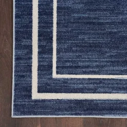 Kirklands Home Navy Bordered Indoor/Outdoor Accent Rug, 2x4 Blue Hot