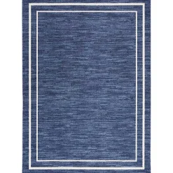 Kirklands Home Navy Bordered Indoor/Outdoor Area Rug, 6x9 Blue Discount