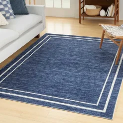 Kirklands Home Navy Bordered Indoor/Outdoor Area Rug, 6x9 Blue Discount
