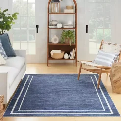 Kirklands Home Navy Bordered Indoor/Outdoor Area Rug, 6x9 Blue Discount