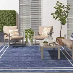 Kirklands Home Navy Bordered Indoor/Outdoor Area Rug, 8x10 Blue Best