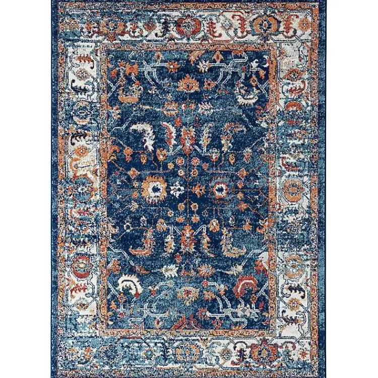 Kirklands Home Navy Bordered Pattern Area Rug, 5x7 Discount