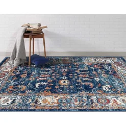 Kirklands Home Navy Bordered Pattern Area Rug, 5x7 Discount
