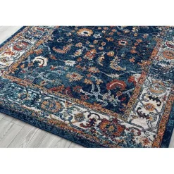 Kirklands Home Navy Bordered Pattern Area Rug, 7x9