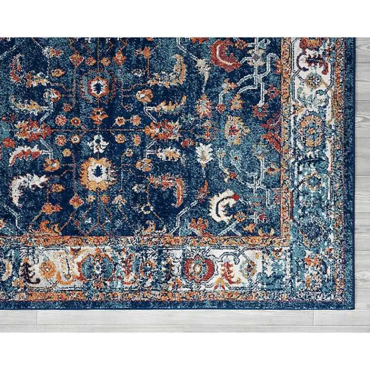 Kirklands Home Navy Bordered Pattern Area Rug, 7x9