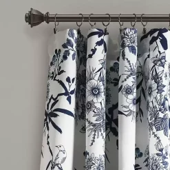 Kirklands Home Navy Botanical Garden Curtain Panel Set, 95 in. Blue Discount