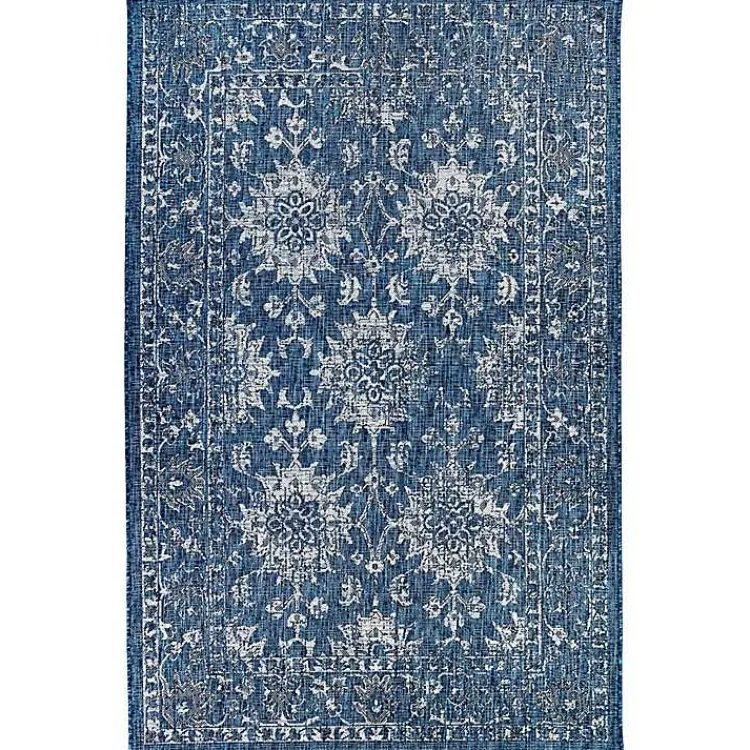 Kirklands Home Navy Botanical Hannah Indoor/Outdoor Rug, 7x9 Blue Discount