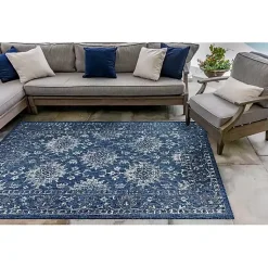 Kirklands Home Navy Botanical Hannah Indoor/Outdoor Rug, 7x9 Blue Discount