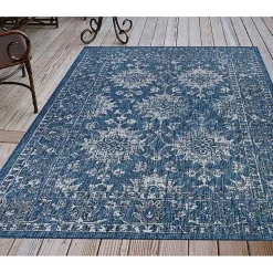 Kirklands Home Navy Botanical Hannah Indoor/Outdoor Rug, 7x9 Blue Discount