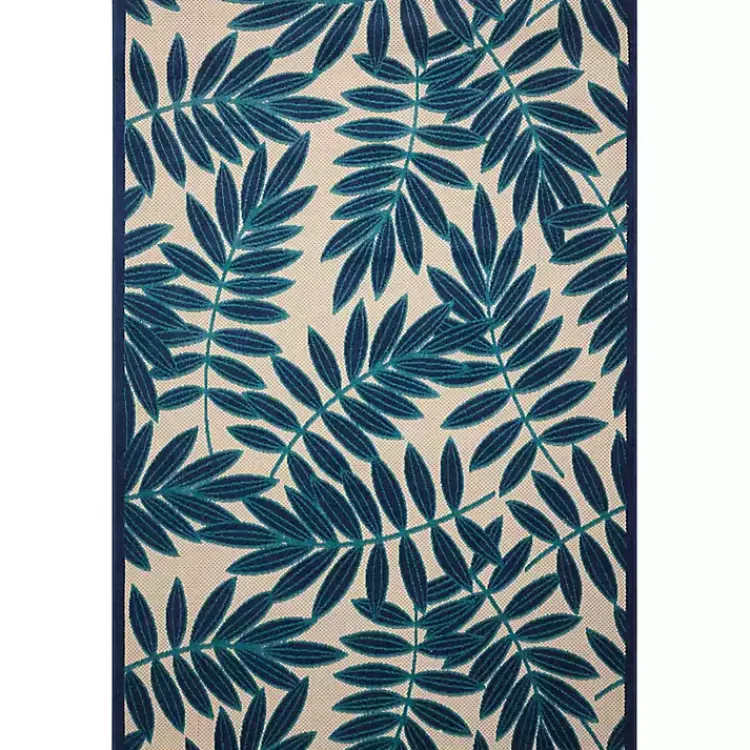 Kirklands Home Navy Botanical Leaves Outdoor Area Rug, 9x13 Online