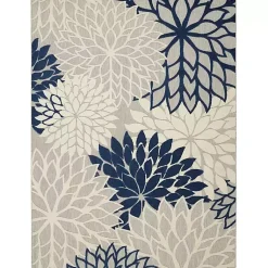 Kirklands Home Navy Bright Floral Burst Outdoor Area Rug, 7x10