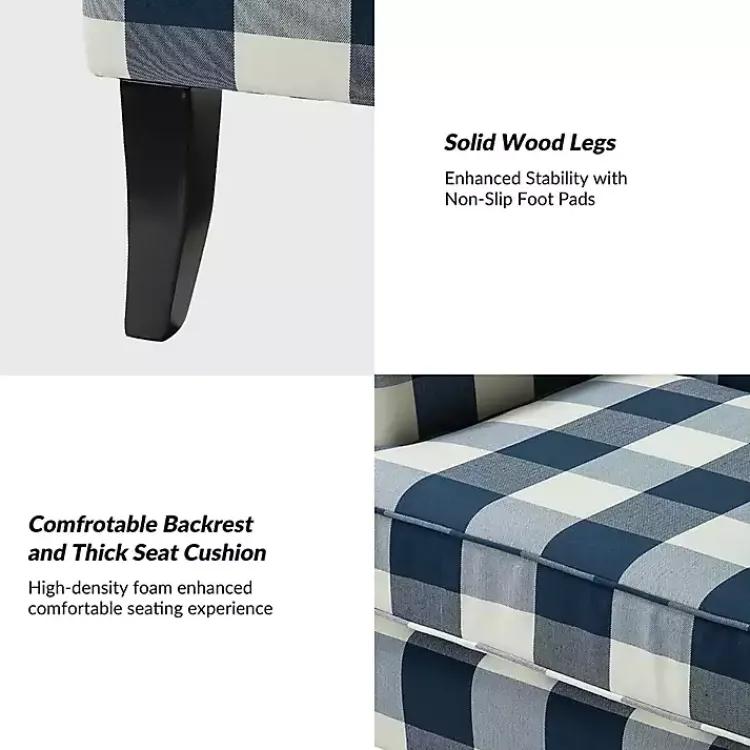 Kirklands Home Navy Buffalo Check Upholstered Armchair Blue