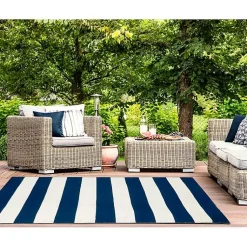 Kirklands Home Navy Cabana Stripe Indoor/Outdoor Area Rug, 5x7 Sale