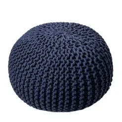 Poufs & Floor Cushions>Kirklands Home Navy Chain Knitted Round Pouf Blue