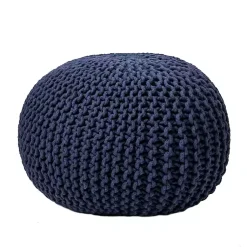 Poufs & Floor Cushions>Kirklands Home Navy Chain Knitted Round Pouf Blue