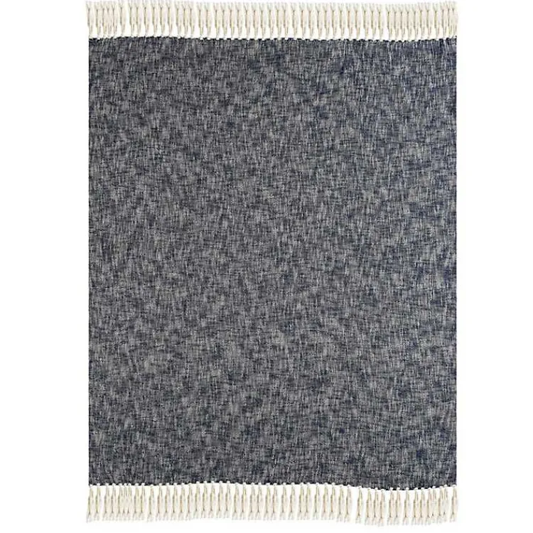 Blankets & Throws>Kirklands Home Navy Chambray Fringe Throw