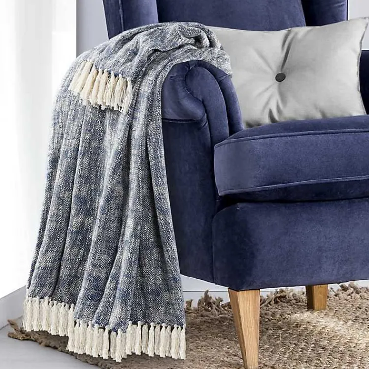 Blankets & Throws>Kirklands Home Navy Chambray Fringe Throw