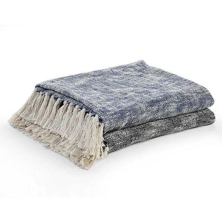 Blankets & Throws>Kirklands Home Navy Chambray Fringe Throw