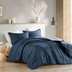Kirklands Home Navy Chambray 3-pc. King Comforter Set Blue New