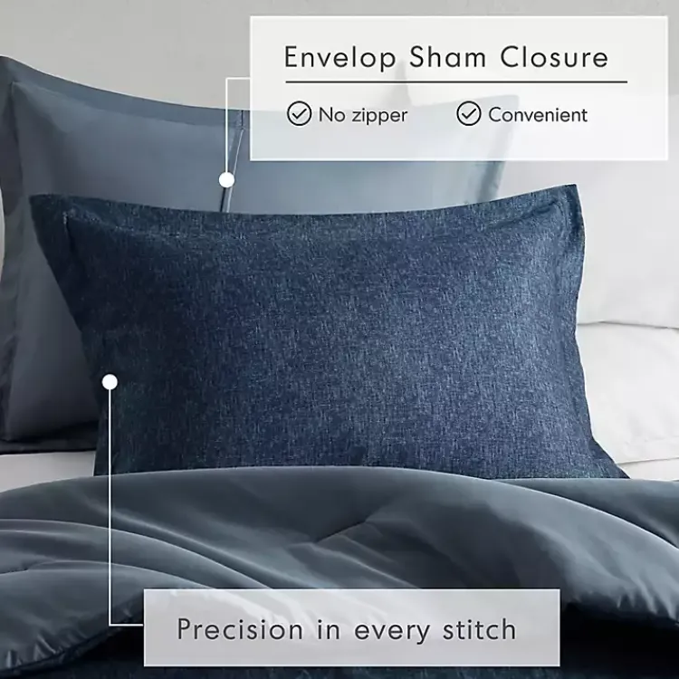 Kirklands Home Navy Chambray 3-pc. King Comforter Set Blue New