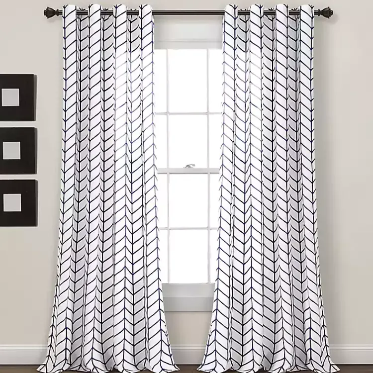 Kirklands Home Navy Chevron 2-pc. Panel Curtain Set, 84 in. Outlet