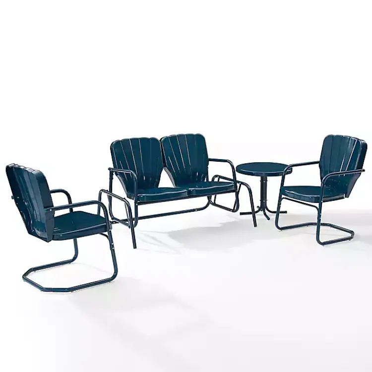 Kirklands Home Navy Clamshell 4-pc. Outdoor Furniture Set Blue New