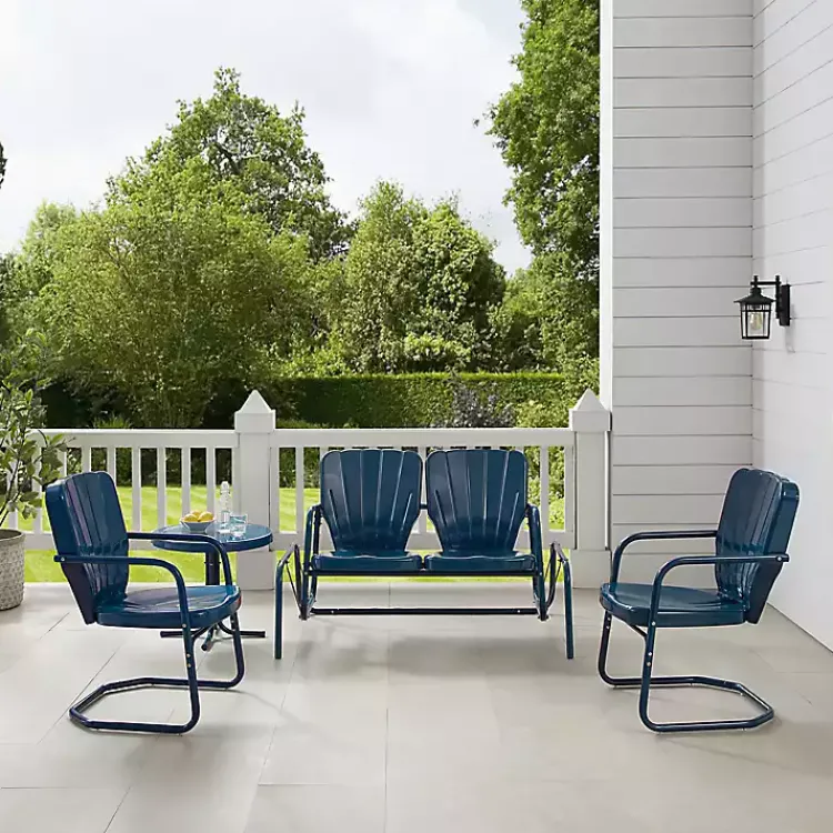 Kirklands Home Navy Clamshell 4-pc. Outdoor Furniture Set Blue New