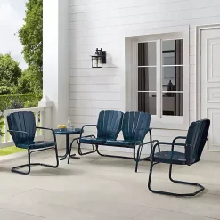Kirklands Home Navy Clamshell 4-pc. Outdoor Furniture Set Blue New