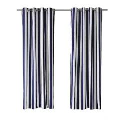 Kirklands Home Navy Coastal Stripe Outdoor Curtain Panel, 96 in. Outlet