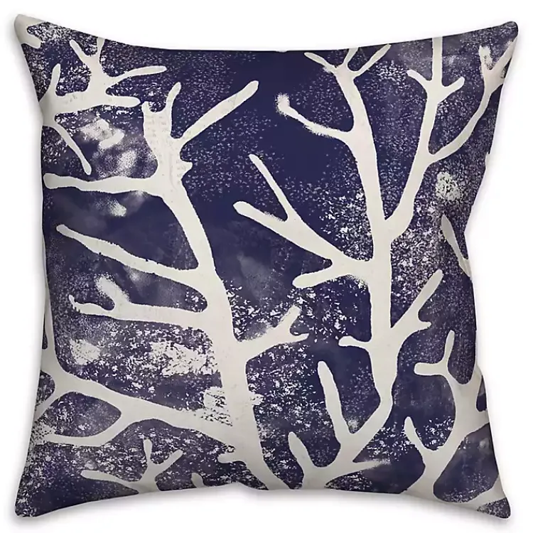 Kirklands Home Navy Coral Outdoor Pillow
