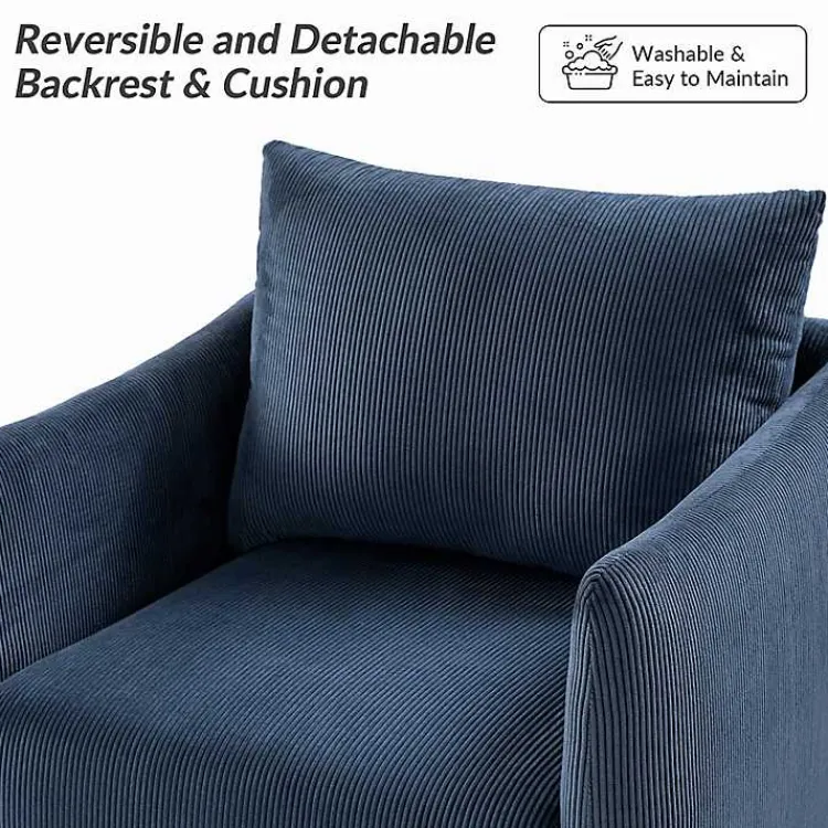 Kirklands Home Navy Corduroy Swivel Accent Chair Blue Online