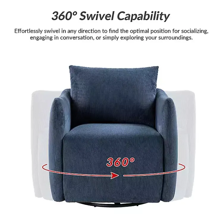 Kirklands Home Navy Corduroy Swivel Accent Chair Blue Online