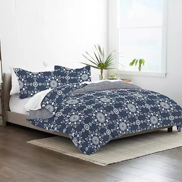 Kirklands Home Navy Daisy Medallion Twin 3-pc. Comforter Set Blue Clearance