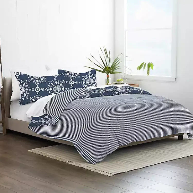 Kirklands Home Navy Daisy Medallion Twin 3-pc. Comforter Set Blue Clearance