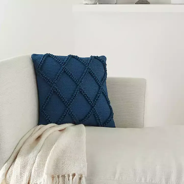 Pillows>Kirklands Home Navy Diamond Lattice Throw Pillow Blue