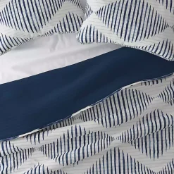 Kirklands Home Navy Diamond Line Reversible 3-pc. King Quilt Set Outlet