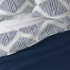 Kirklands Home Navy Diamond Line Reversible 3-pc. King Quilt Set Outlet