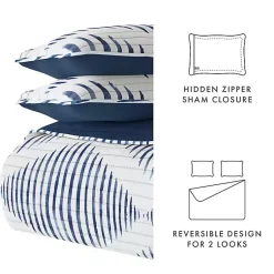 Kirklands Home Navy Diamond Line Reversible 3-pc. King Quilt Set Outlet