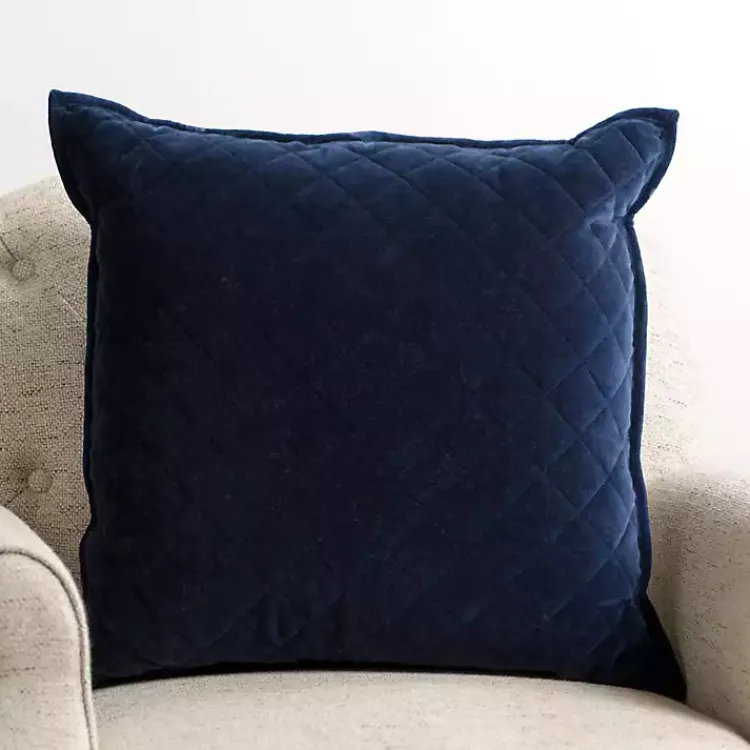 Pillows>Kirklands Home Navy Diamond Velvet Pillow Blue