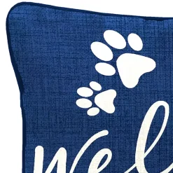 Kirklands Home Navy Dogs Welcome Outdoor Lumbar Pillow Clearance