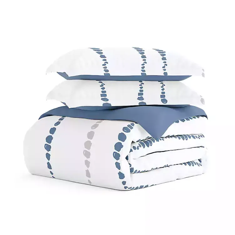 Kirklands Home Navy Dots Reversible 3-pc. Queen Duvet Cover Set Best